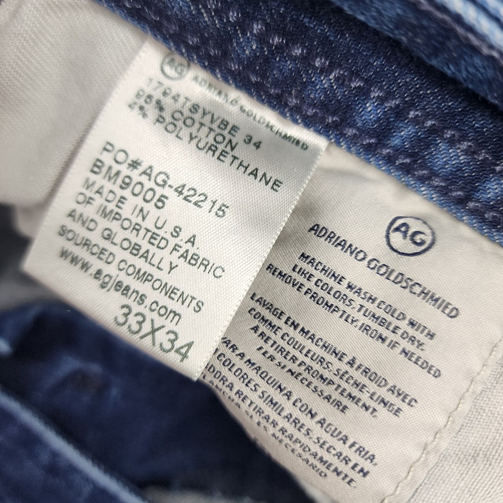 AG Adriano Goldschmied The Everett Jeans Mens 33x34 Blue Slim Straight Denim 360 - Picture 6 of 6